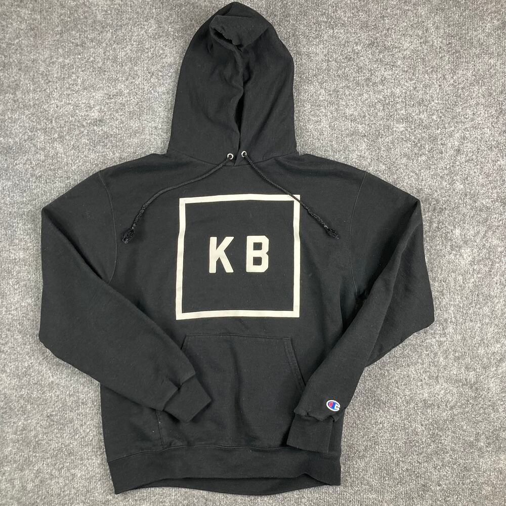 Champion Hoodie Mens Size M Black KB Graphic Pullover Drawstring Streetwear